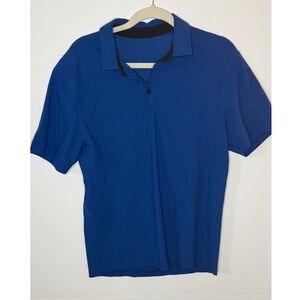 Lululemon Men's Medium Blue Short Sleeve Polo Shirt Athleisure Performance Golf